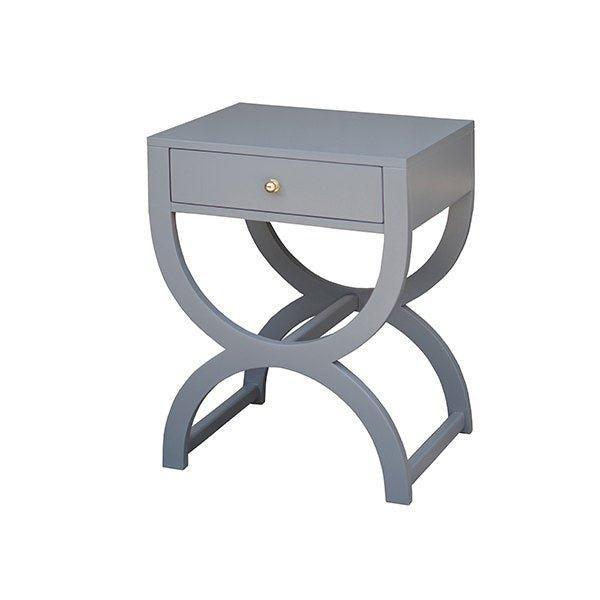 Alexis One Drawer Side Table in Matte Grey Lacquer - Side & Accent Tables - The Well Appointed House