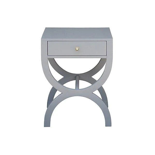 Alexis One Drawer Side Table in Matte Grey Lacquer - Side & Accent Tables - The Well Appointed House
