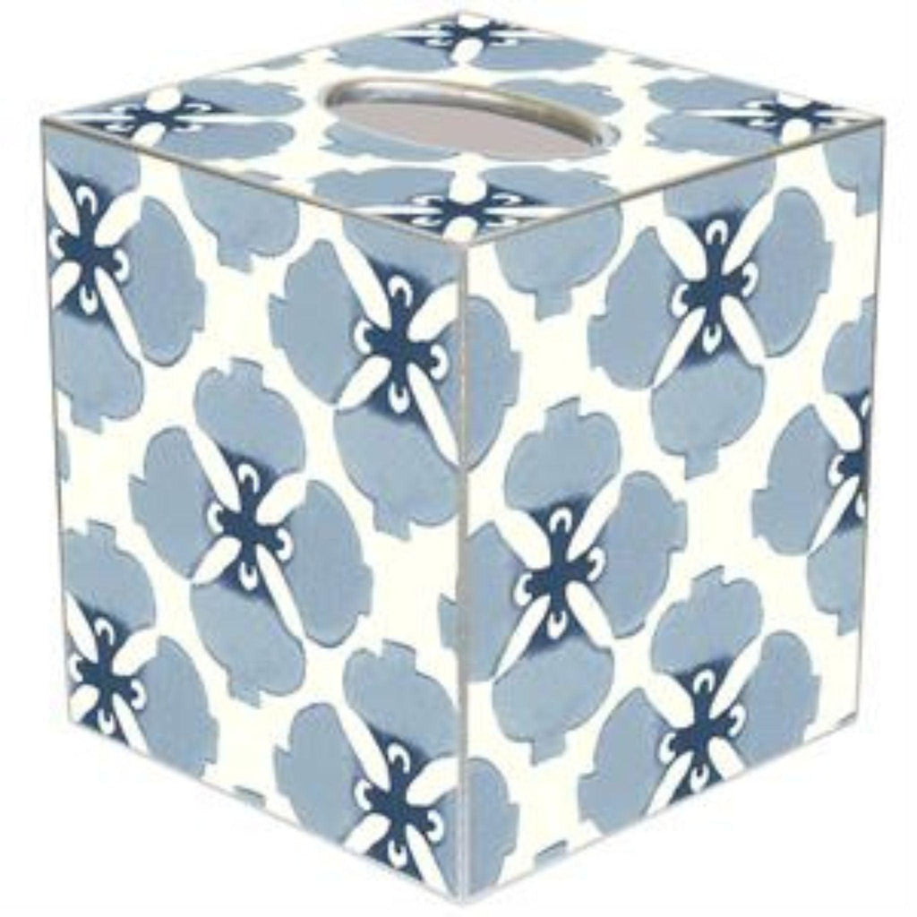 Allison Blue Decoupage Wastebasket and Optional Tissue Box Cover - Wastebasket Sets - The Well Appointed House