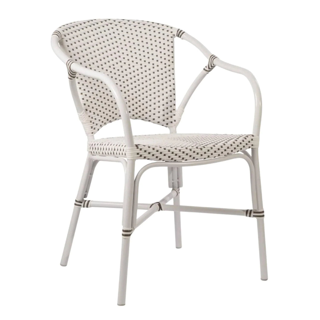 AluRattan™ White Bistro Style Arm Chair - Outdoor Dining Tables & Chairs - The Well Appointed House
