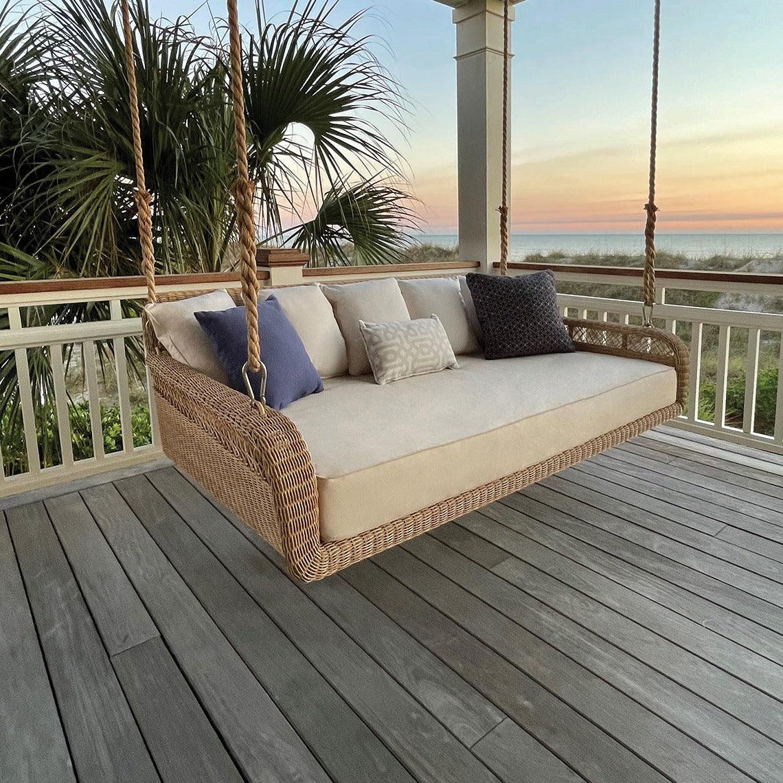 Rattan Hanging Daybed Swing Outdoor Leisure Garden Wicker Swing