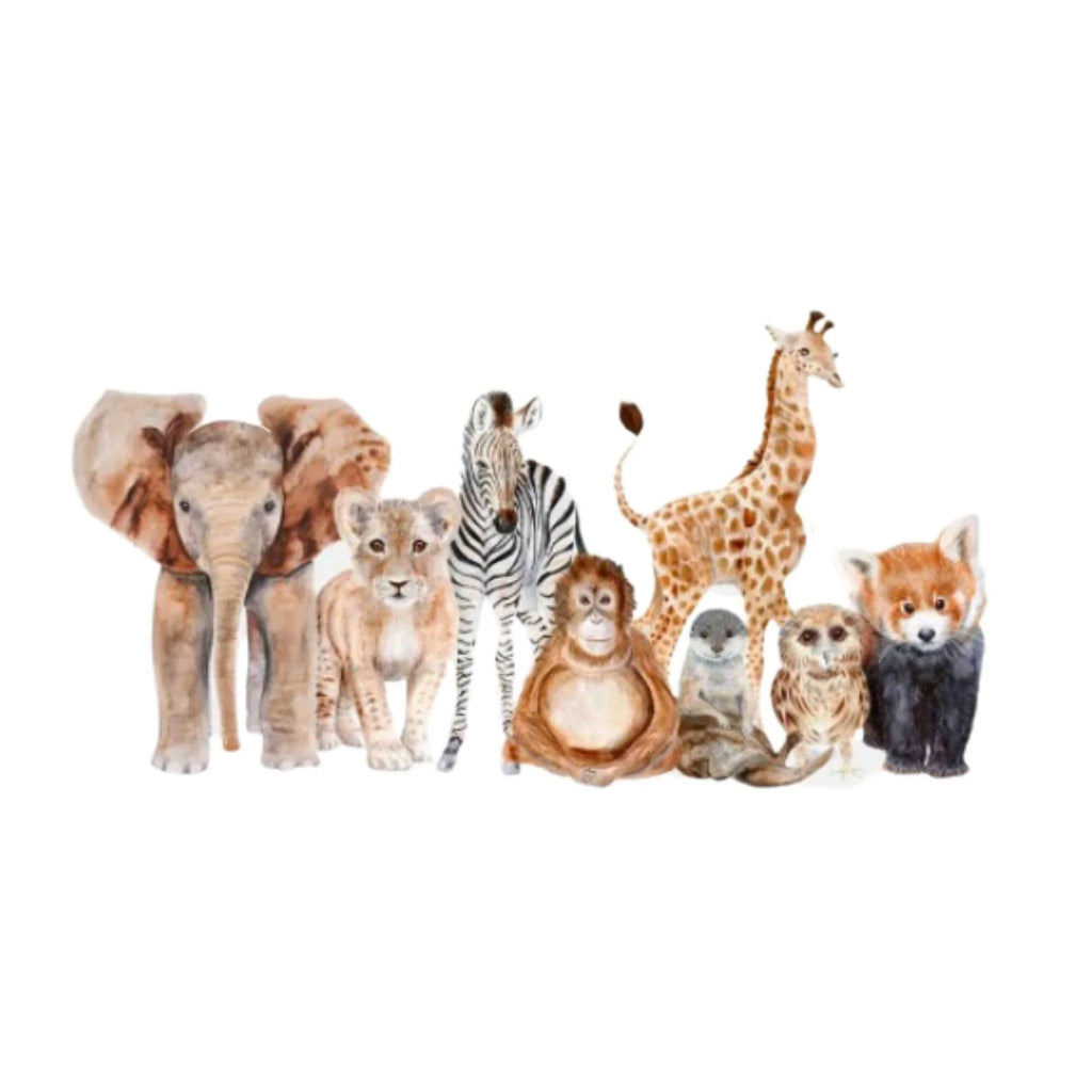 Animal Row Montage I Canvas Children's Wall Art - Little Loves Art - The Well Appointed House