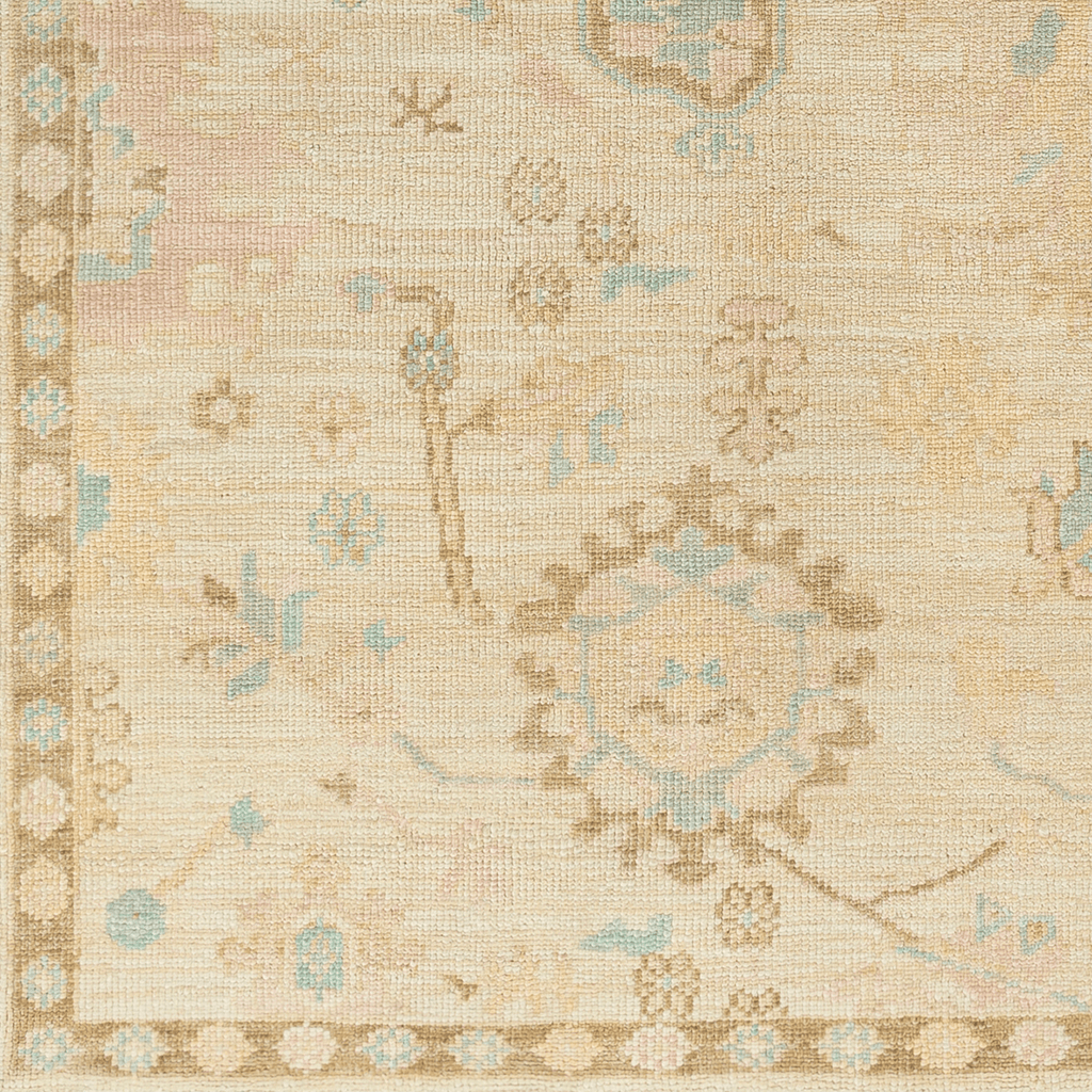 Antalya Creamy Beige, Brown & Blue Floral Wool Area Rug - Available in a Variety of Sizes - Rugs - The Well Appointed House