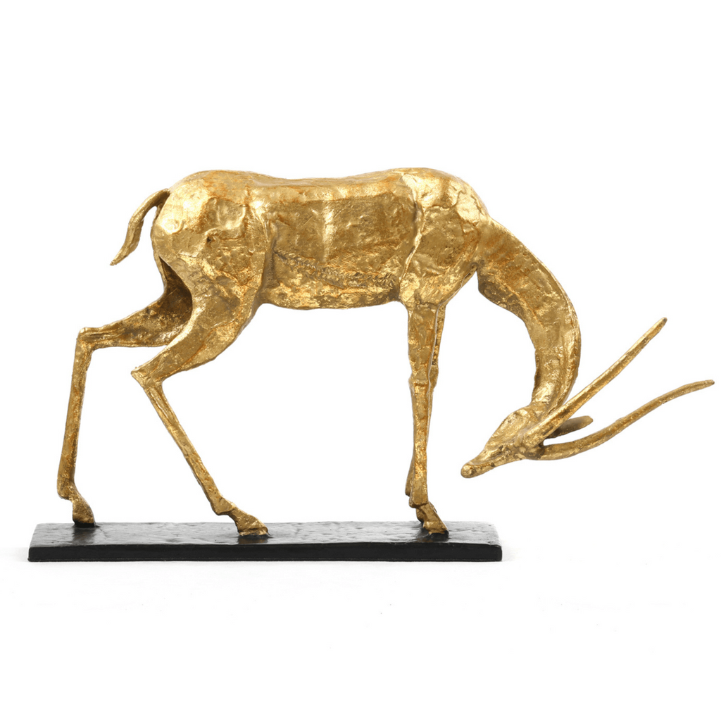 Antelope Straight Horn Statue in Gold Leaf - Decorative Objects - The Well Appointed House