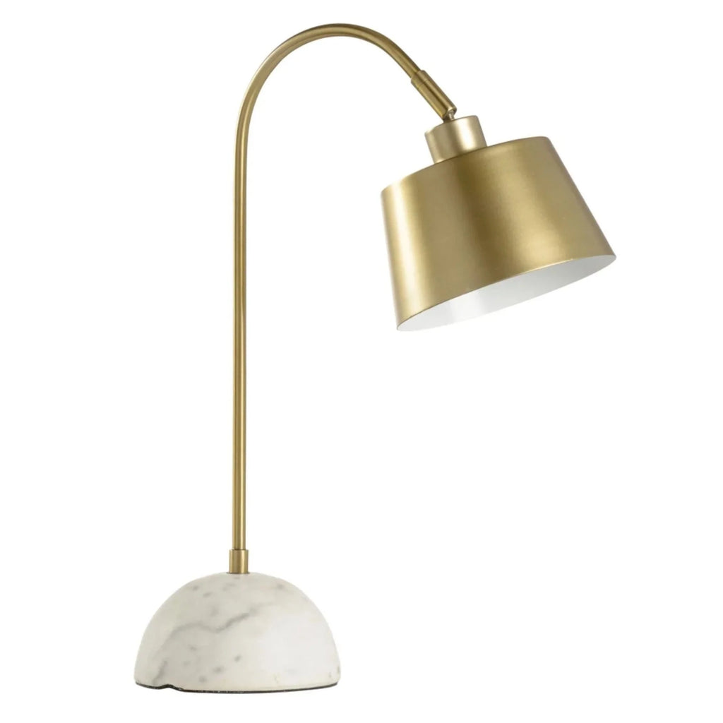 Antique Brass Adjustable Table Lamp With White Stone Base - Table Lamps - The Well Appointed House