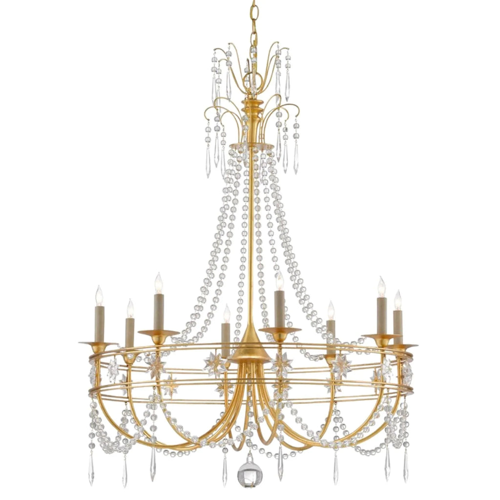 Antique Gold Leaf & Crystal Beaded Chandelier - Chandeliers & Pendants - The Well Appointed House