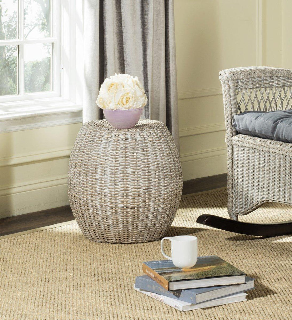 Antique Grey Rattan Accent Table - Side & Accent Tables - The Well Appointed House