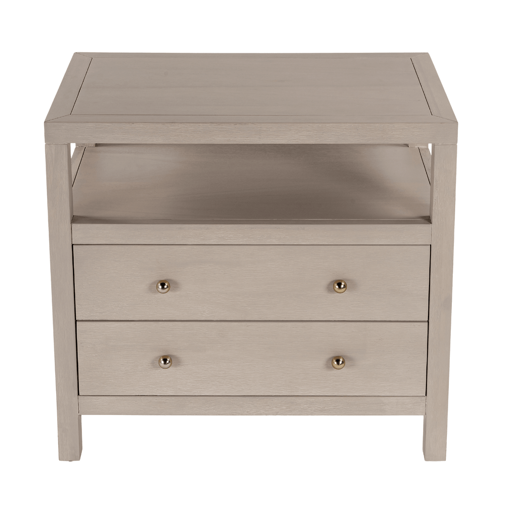 Antique Taupe Two Drawer Wide Nightstand - Nightstands & Chests - The Well Appointed House