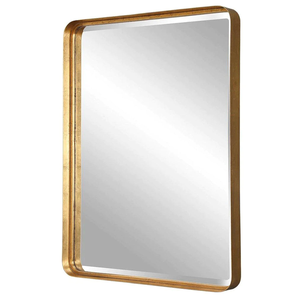 Antiqued Gold Finish Deep Metal Band Wall Mirror - Wall Mirrors - The Well Appointed House