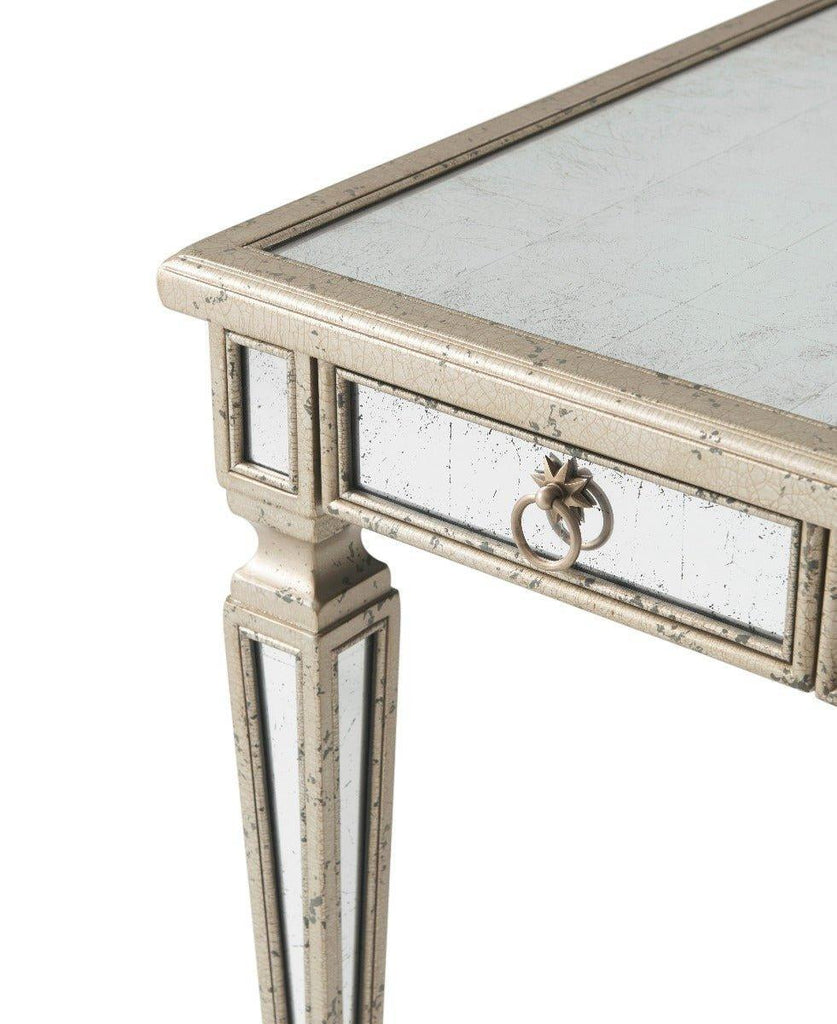 Antiqued Silver Leaf Starlight Writing Desk - Desks & Desk Chairs - The Well Appointed House