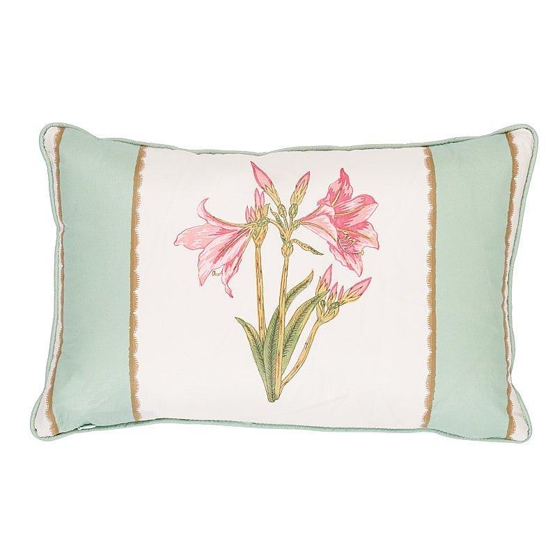 Aqua & White Servilia Lily Striped Cotton Lumbar Throw Pillow - Pillows - The Well Appointed House