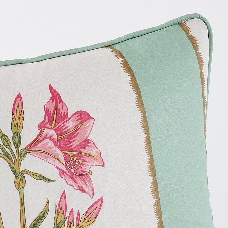 Aqua & White Servilia Lily Striped Cotton Lumbar Throw Pillow - Pillows - The Well Appointed House