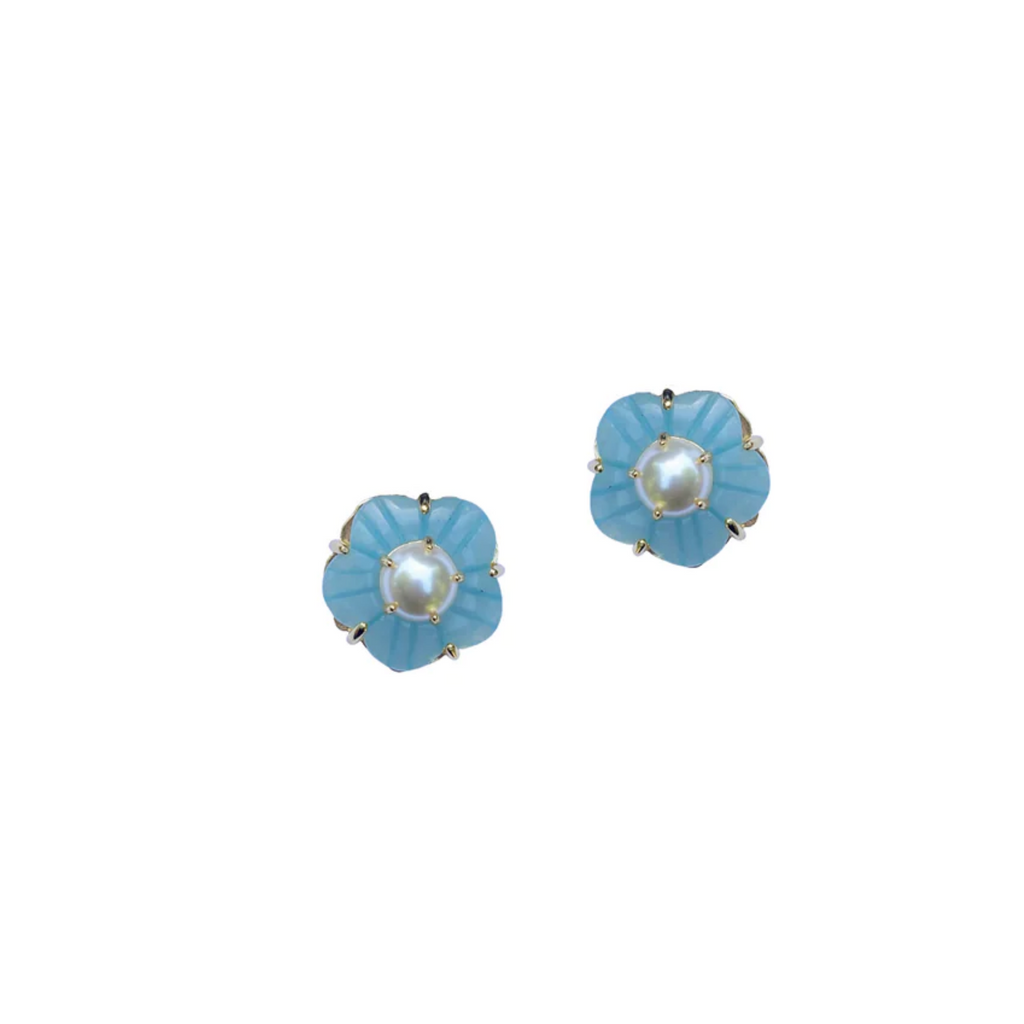 Aquamarine Flower Stud Earrings - The Well Appointed House