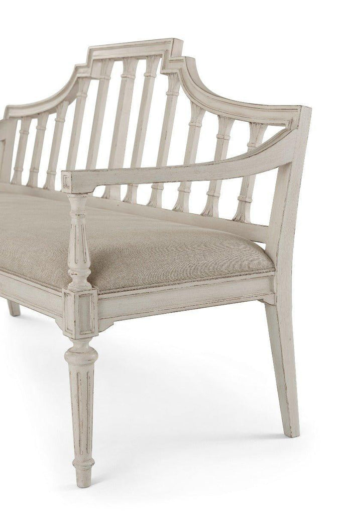 Arched Back Settee with Carved and Fluted Detailing, Available in Two Distressed Finishes - Ottomans, Benches & Stools - The Well Appointed House