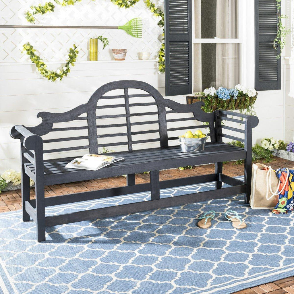Arched Garden Bench in Dark Slate Grey Finish - Garden Stools & Benches - The Well Appointed House