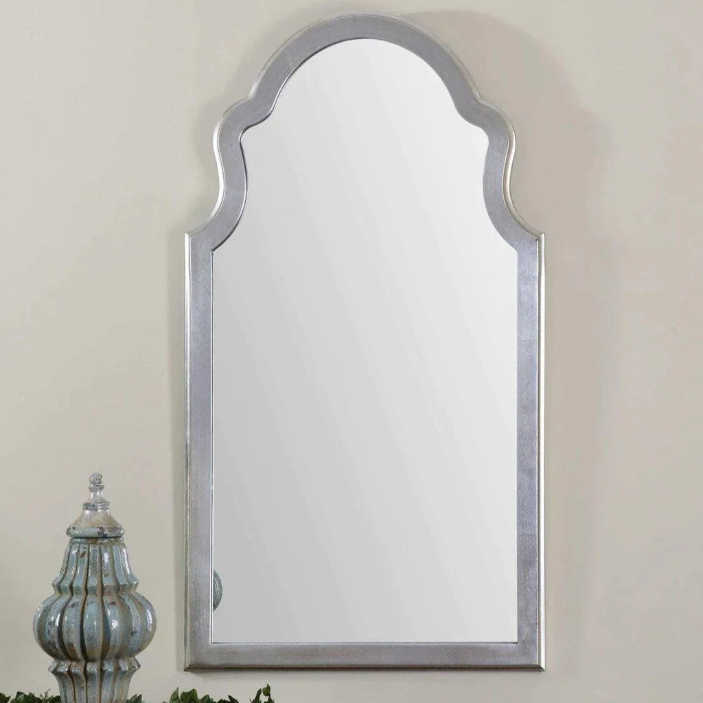 Arched Mirror With Lightly Antiqued Silver Frame - Wall Mirrors - The Well Appointed House