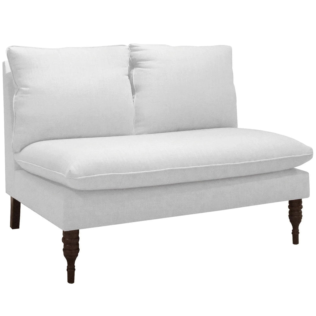 Armless Love Seat in Twill White - Sofas & Settees - The Well Appointed House