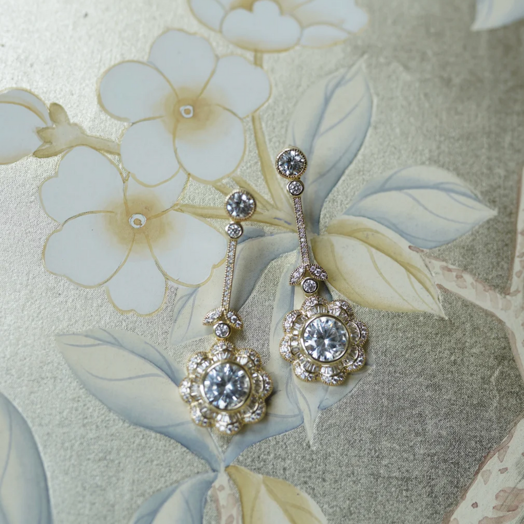 Art Deco Flower Drop Earrings - The Well Appointed House