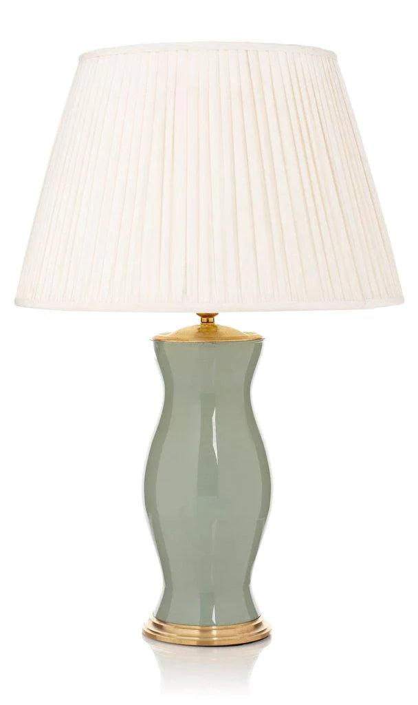 Artichoke Green Handblown Glass Lamp with Brass Accents - Table Lamps - The Well Appointed House