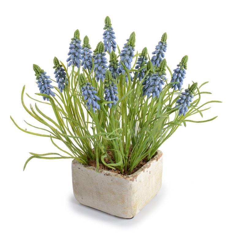 Artificial Grape Hyacinth Arrangement in Natural Stone Finish Planter - Florals & Greenery - The Well Appointed House