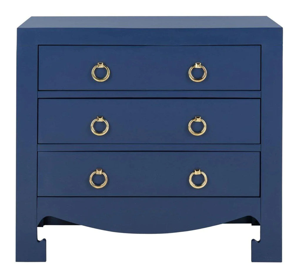 Asian Style 3 Drawer Chest in Blue - Nightstands & Chests - The Well Appointed House