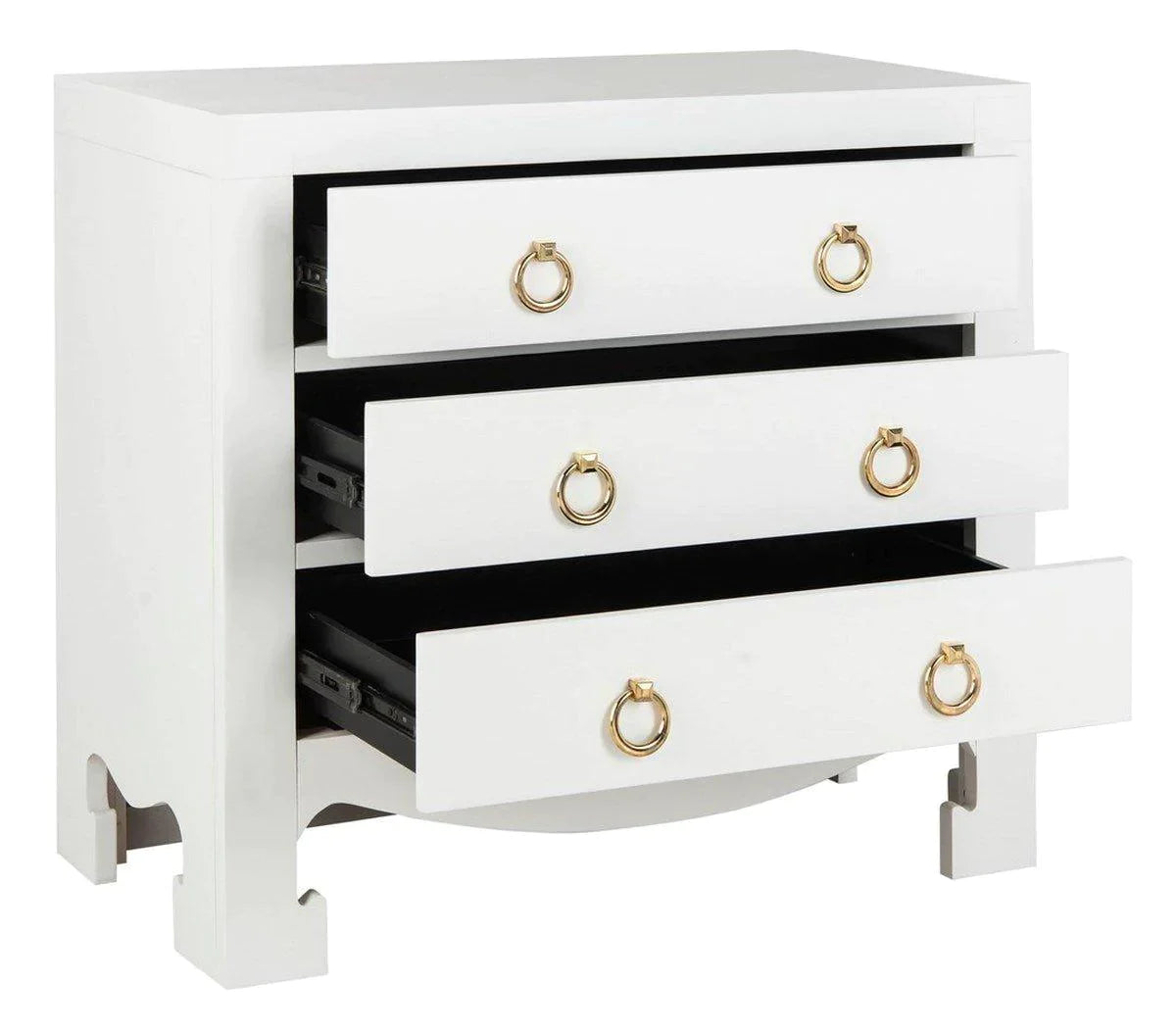 white and gold 3 drawer dresser White & Gold 3-Drawer Cabinet