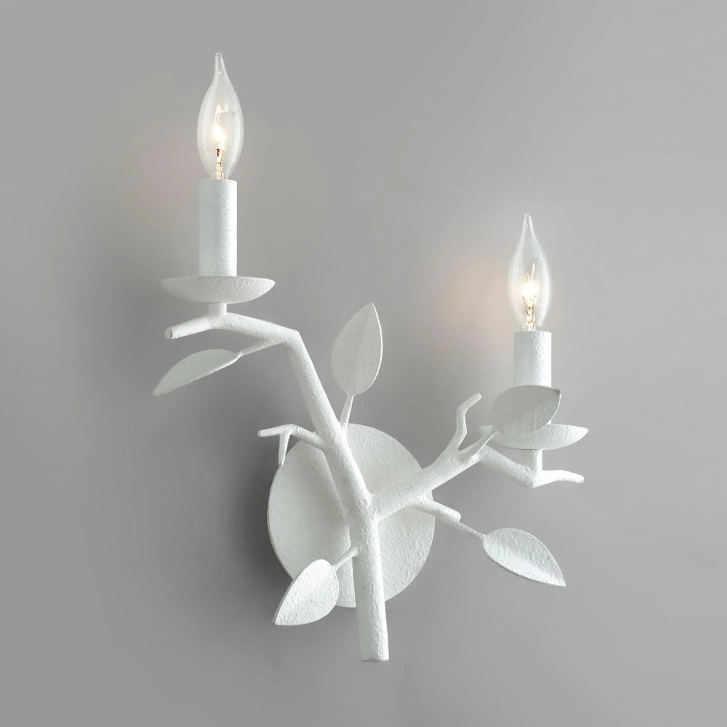 Aubrey Rustic Branch Wall Sconce in White Gesso - Sconces - The Well Appointed House