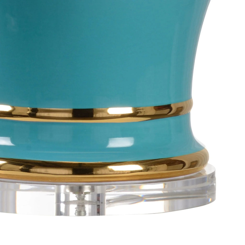 Audrey Table Lamp in Alexandrite with Gold Detailing and Off White Silk Shade - Table Lamps - The Well Appointed House