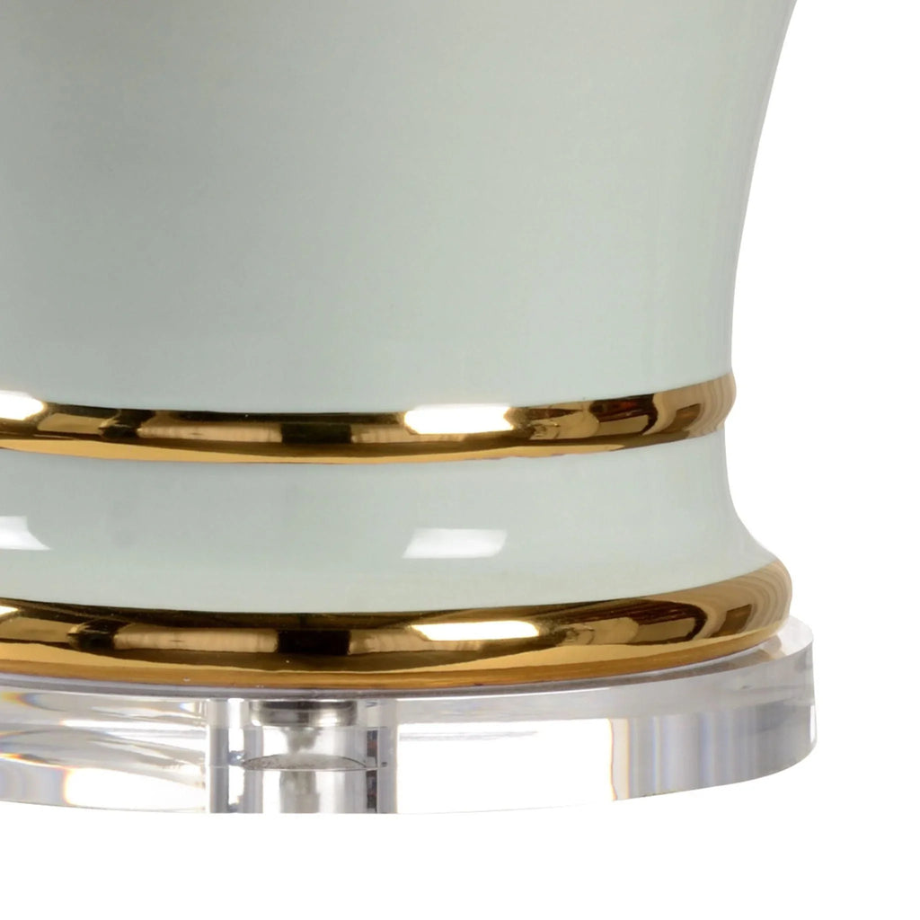 Audrey Table Lamp in Frostworks with Gold Detailing and Off White Silk Shade - Table Lamps - The Well Appointed House