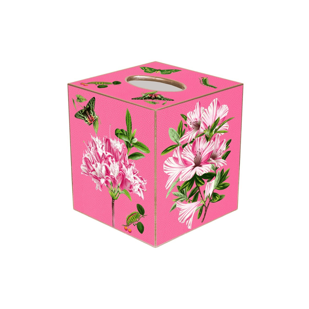 Azaleas on Pink Wastepaper Basket and Optional Tissue Box Cover - Wastebasket - The Well Appointed House