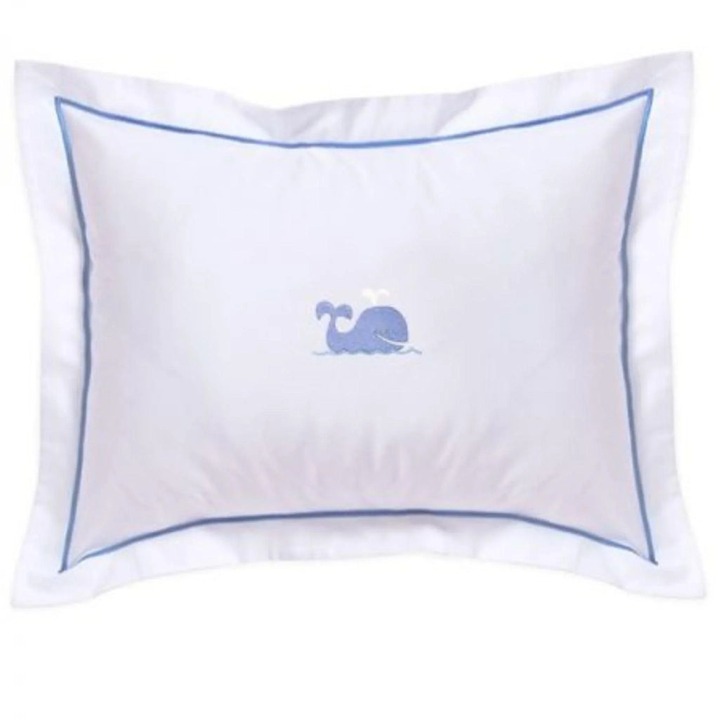 Baby Boudoir Pillow Cover with Embroidered Blue Whale - Little Loves Pillows - The Well Appointed House