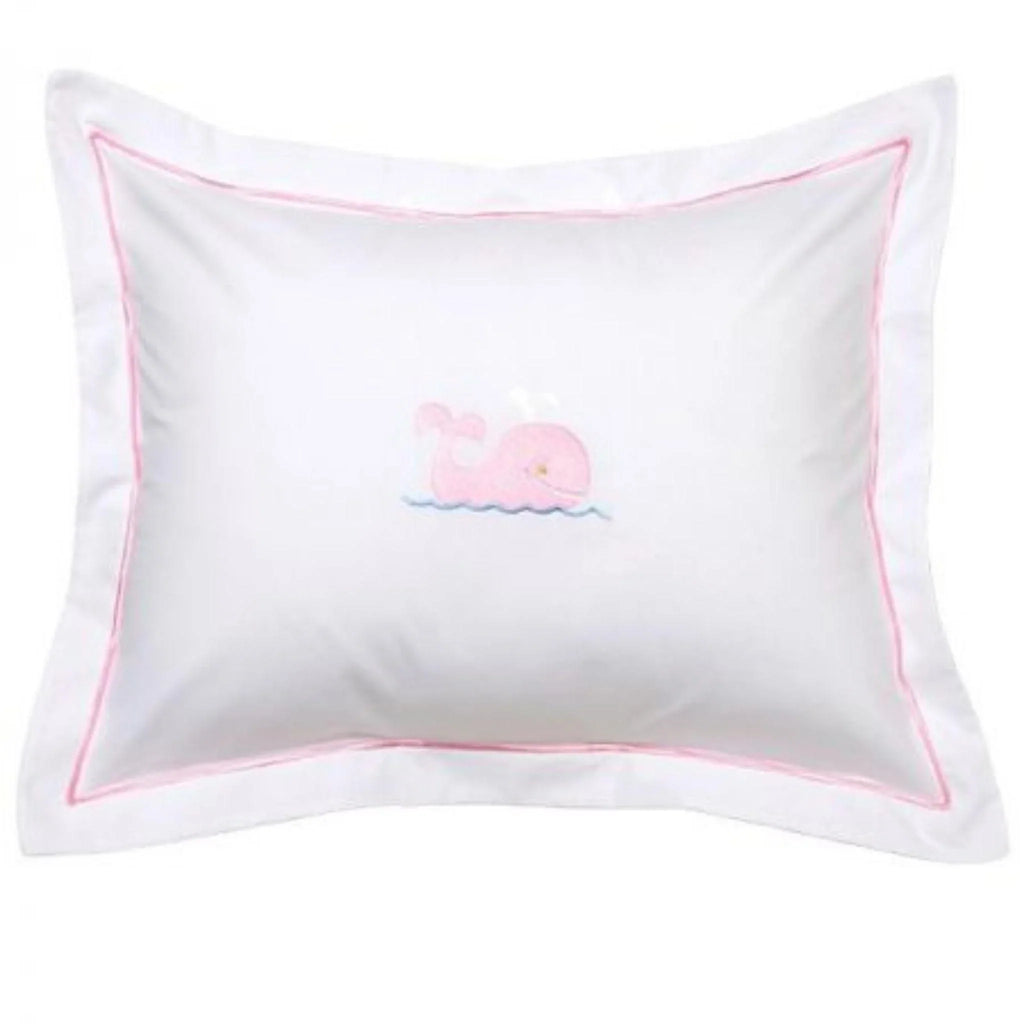 Baby Boudoir Pillow Cover with Embroidered Pink Whale - Little Loves Pillows - The Well Appointed House
