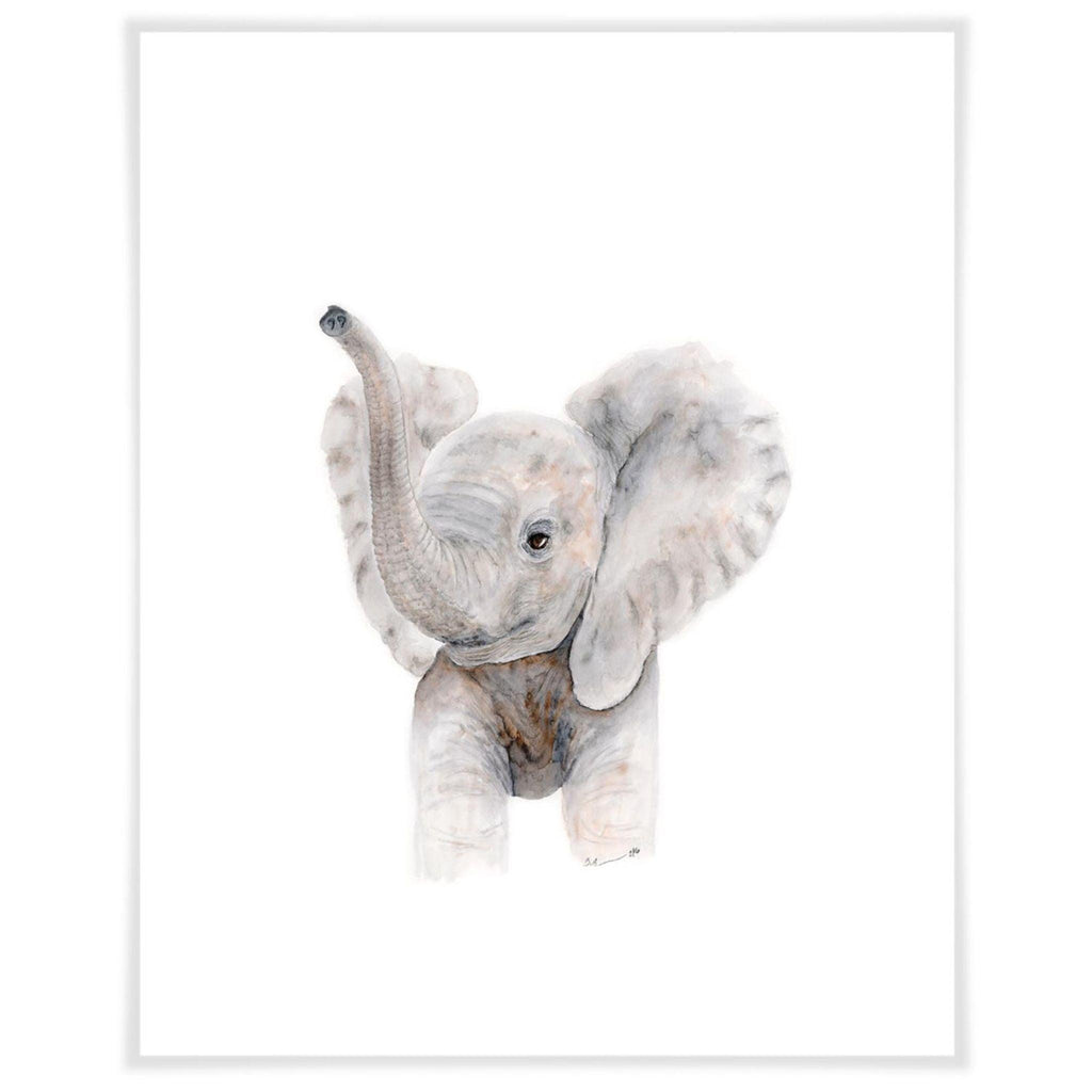 Baby Elephant Trumpet Paper Art Print - Little Loves Art - The Well Appointed House