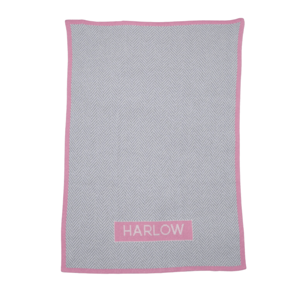 Baby Herringbone Patch Throw- Can Be Personalized - Little Loves Baby Blankets - The Well Appointed House