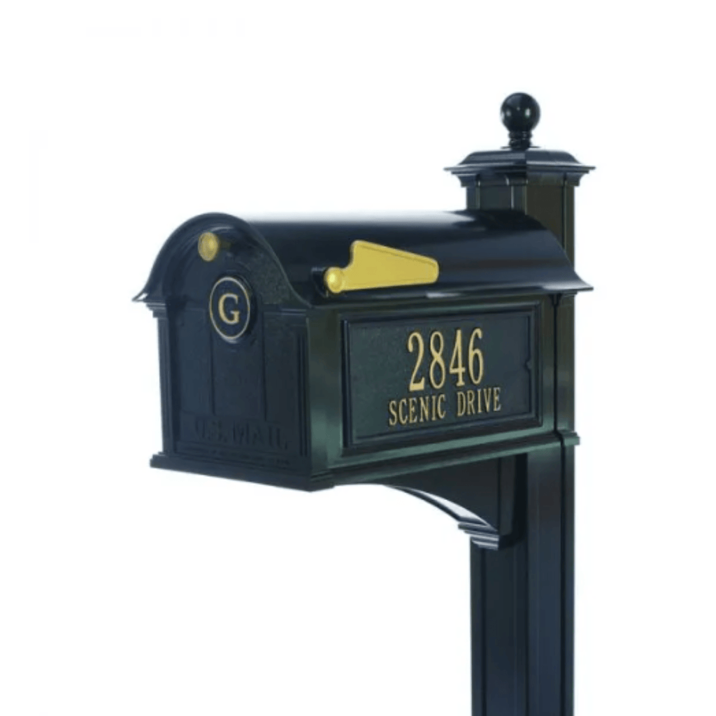 Balmoral Personalized Mailbox Plaques, Monogram & Post Package – Available in Multiple Finishes - Address Signs & Mailboxes - The Well Appointed House