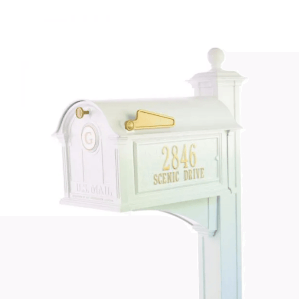 Balmoral Personalized Mailbox Plaques, Monogram & Post Package – Available in Multiple Finishes - Address Signs & Mailboxes - The Well Appointed House