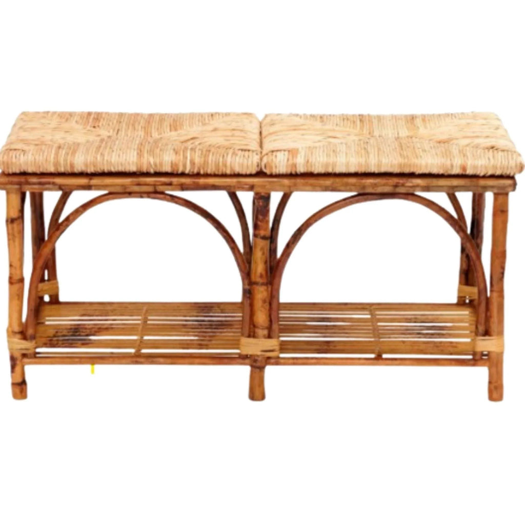 Bamboo Bench With Rush Seat - Ottomans, Benches & Stools - The Well Appointed House