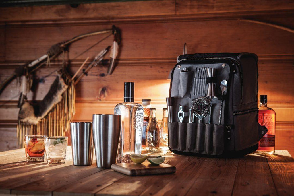 Bar Backpack Portable Cocktail Tote in Grey - Picnic Baskets & Accessories - The Well Appointed House