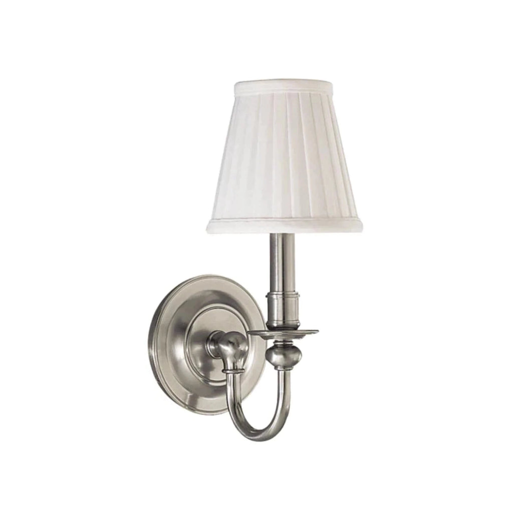 Beekman Traditional Wall Sconce with Pleated Shade Available in Nickel or Brass - Sconces - The Well Appointed House