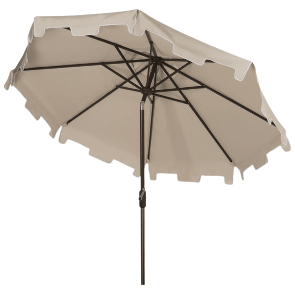 Beige 9 Foot Market Crank Outdoor Patio Umbrella - Outdoor Umbrellas - The Well Appointed House