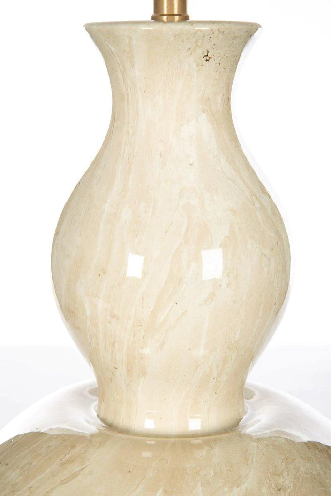 Beige Swirl Ceramic Gourd Table Lamp - Table Lamps - The Well Appointed House