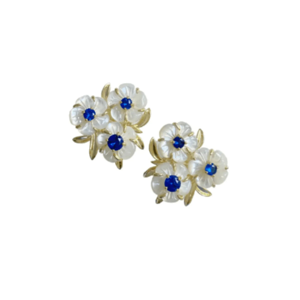 Belgravia Blue & White Chinoiserie Blossom Stud Earrings - Gifts for Her - The Well Appointed House