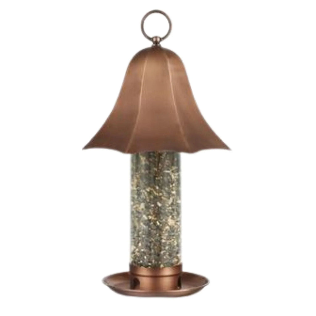 Bell Tube Bird Feeder with Copper-Finish Roof - Birdhouses - The Well Appointed House