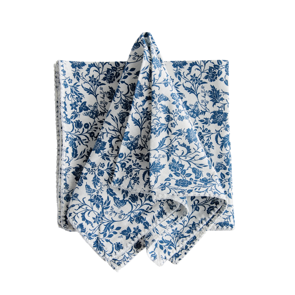 Set of Four Blue & White Bella Floral Napkins - The Well Appointed House