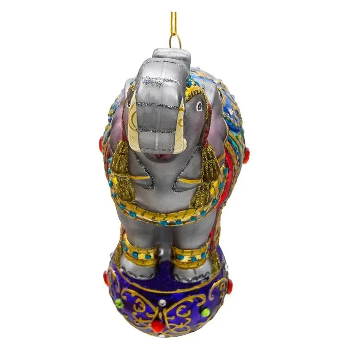 Bellissimo Glass Elephant Ornament - Christmas Decor - The Well Appointed House