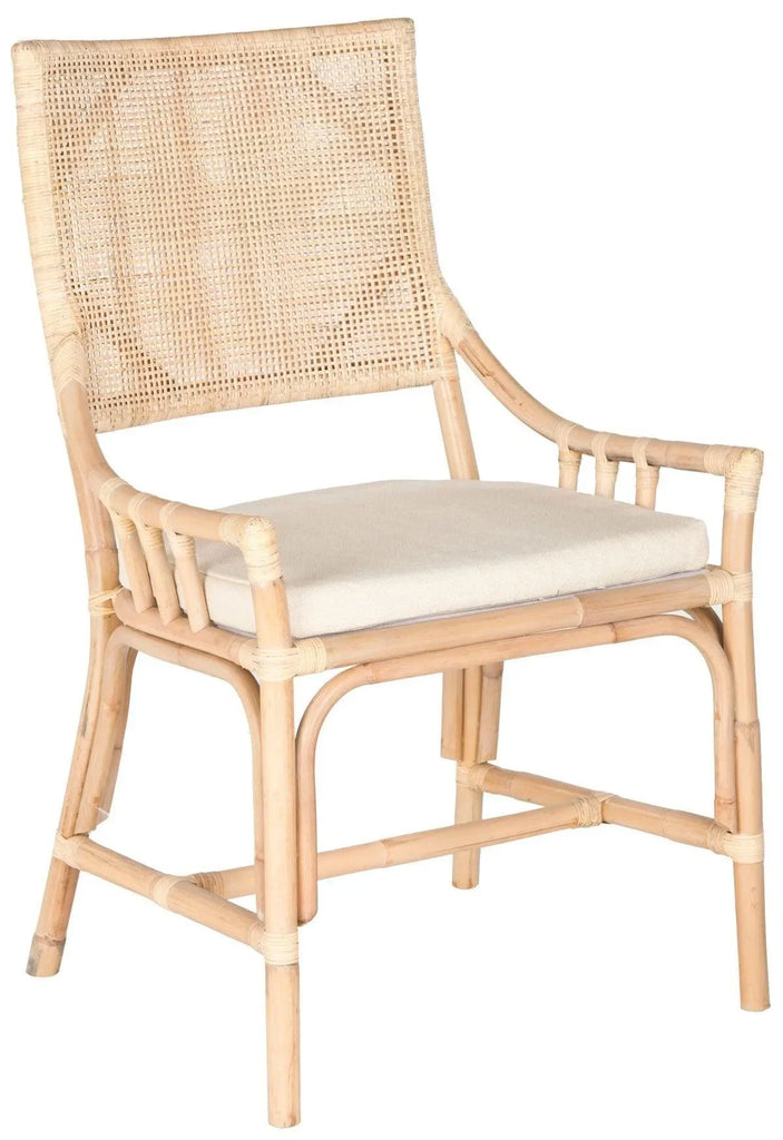 Bermuda Natural White Wash Rattan Armchair With Cushion - Accent Chairs - The Well Appointed House