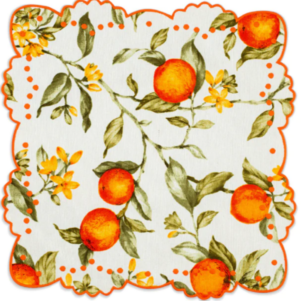 Citrus Embroidered Placemat & Napkin Set - The Well Appointed House