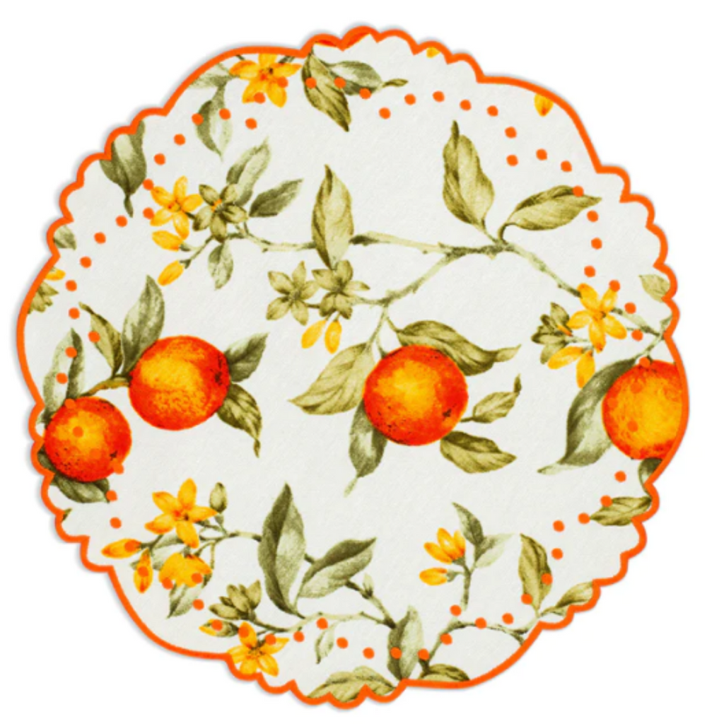 Citrus Embroidered Placemat & Napkin Set - The Well Appointed House