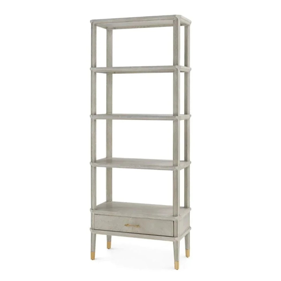 Bertram Etagere in Gray Straight Grain Cerused Oak - Bookcases & Etageres - The Well Appointed House