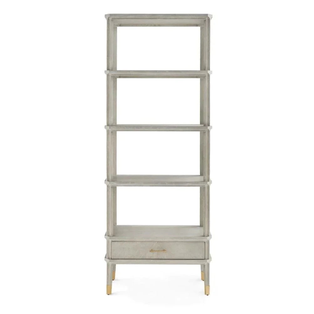Bertram Etagere in Gray Straight Grain Cerused Oak - Bookcases & Etageres - The Well Appointed House